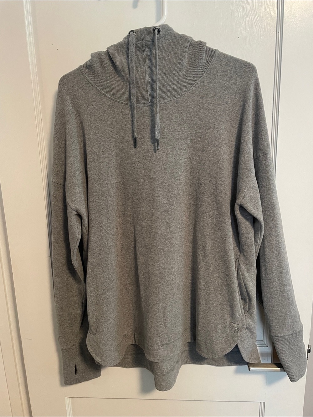 Sweaty Betty Gray Hooded Cowl Neck Pullover Sweatshirt